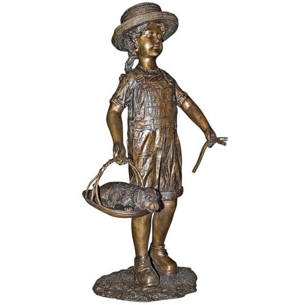 Hatti With Her Puppy Girl With Dog Cast Bronze Garden Statue